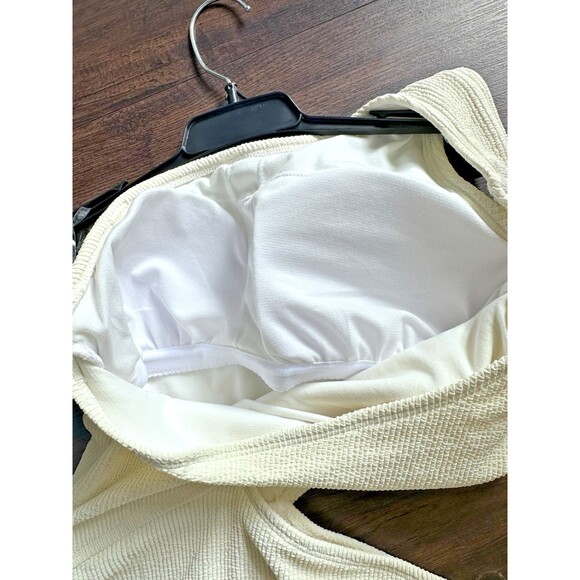 MICHAEL Michael Kors Women's Ribbed One-Shoulder Side-Cutout Swimsuit Ivory 14 - Picture 9 of 10